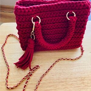 Handmade crochet cross body bags. Black or Burgundy.